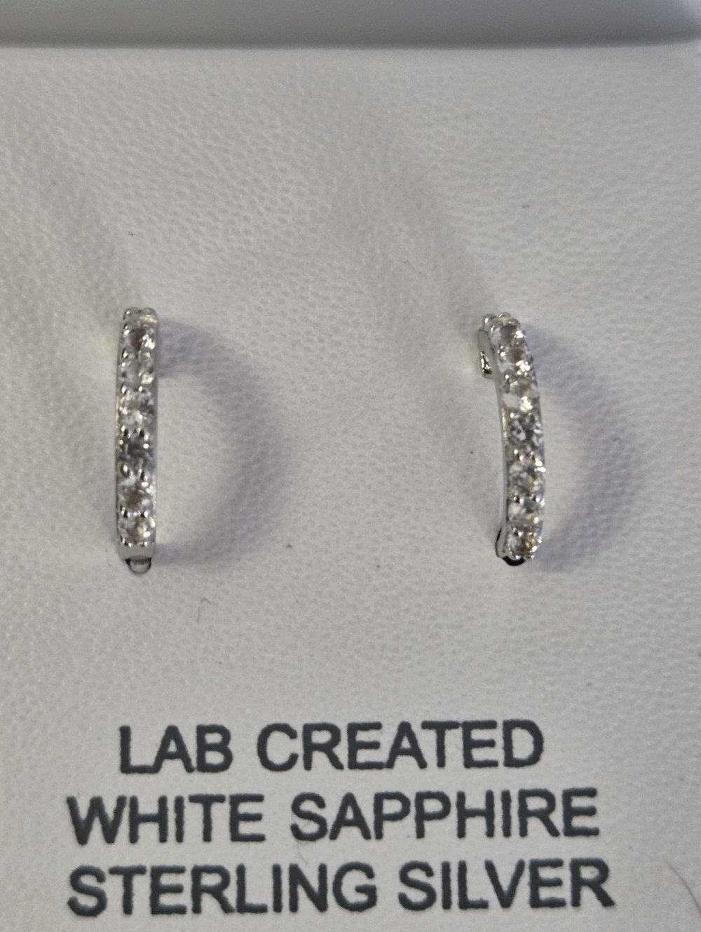 925 sterling silver lab created white sapphire hoop earrings, NWT.